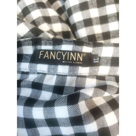 FancyInn Black White Checked Bottom-Up Mini Dress Size XL - Picture 2 of 7